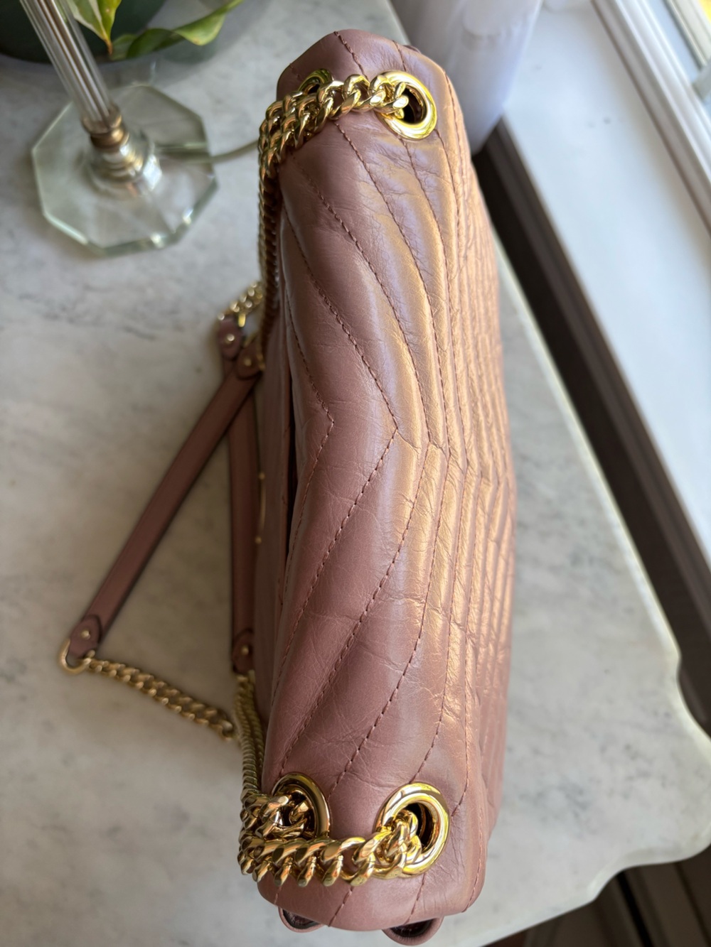 Rebecca Minkoff Edie Flap Quilted Blush Pink Shoulder Bag with Gold Chain - Picture 8 of 10